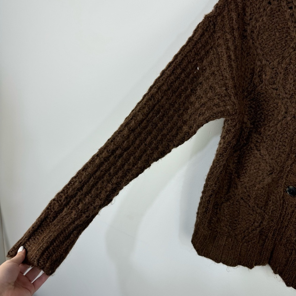 American Eagle Brown Chunky Buttoned Sweater Boho… - image 3